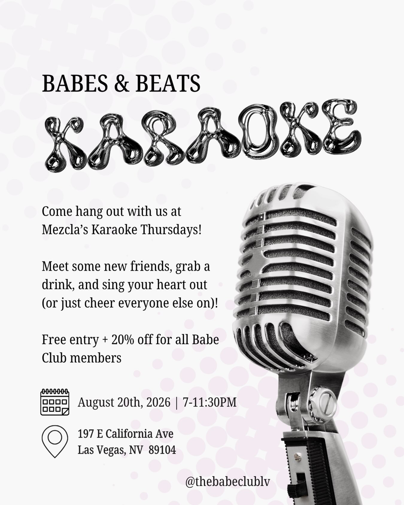 Babes and Beats Karaoke flyer