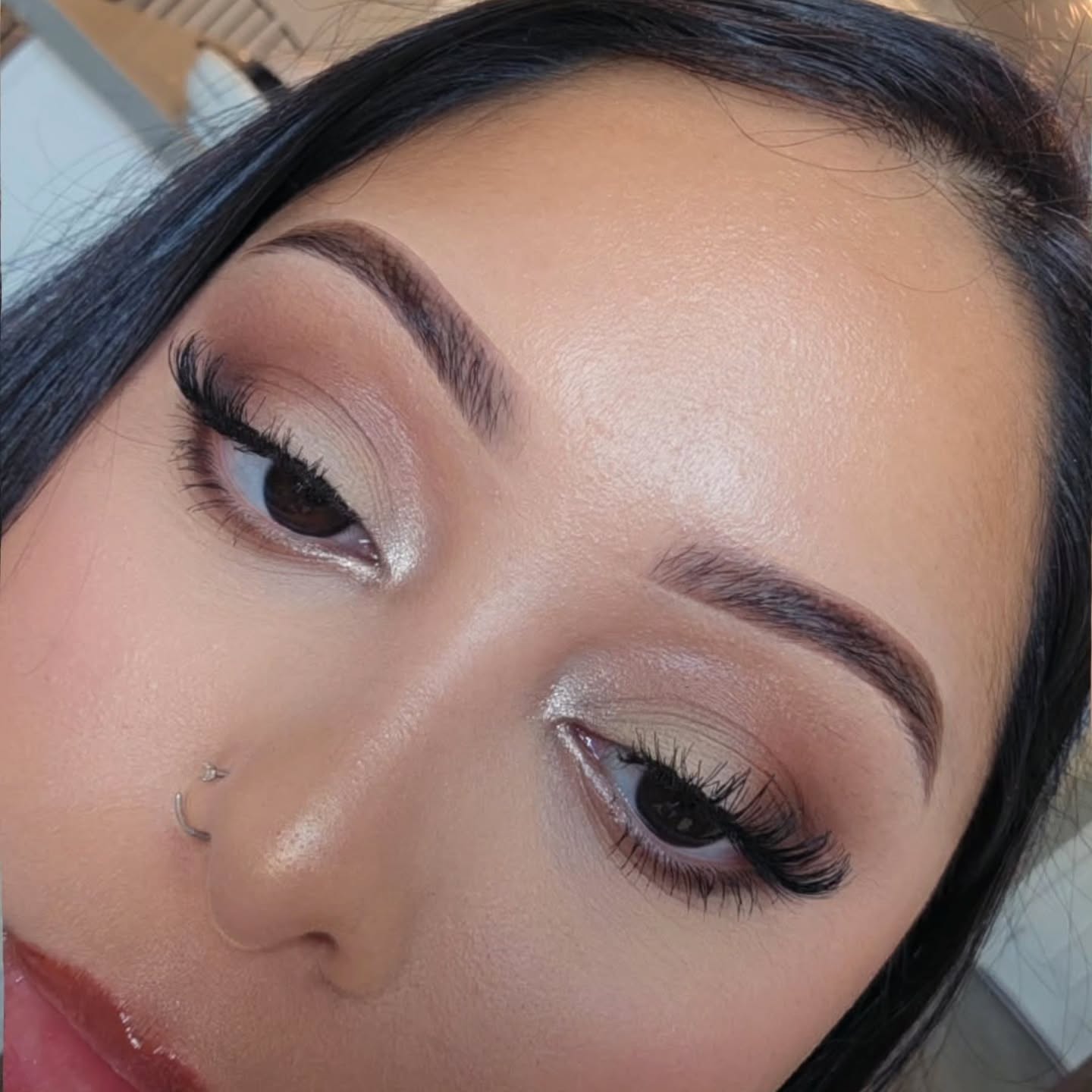 Detailed eye makeup and lashes by HMU Studio